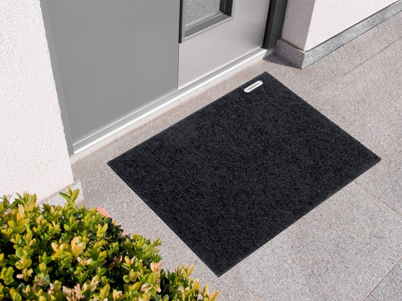 Keilbach Designprodukte Keilbach Fußmatte mit Edelstahlelement, 87 x 57 cm, schwarz