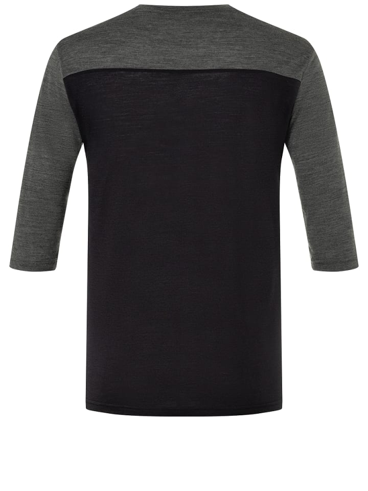 super.natural Merino T-Shirt CONTRAST 3/4 in schwarz günstig kaufen