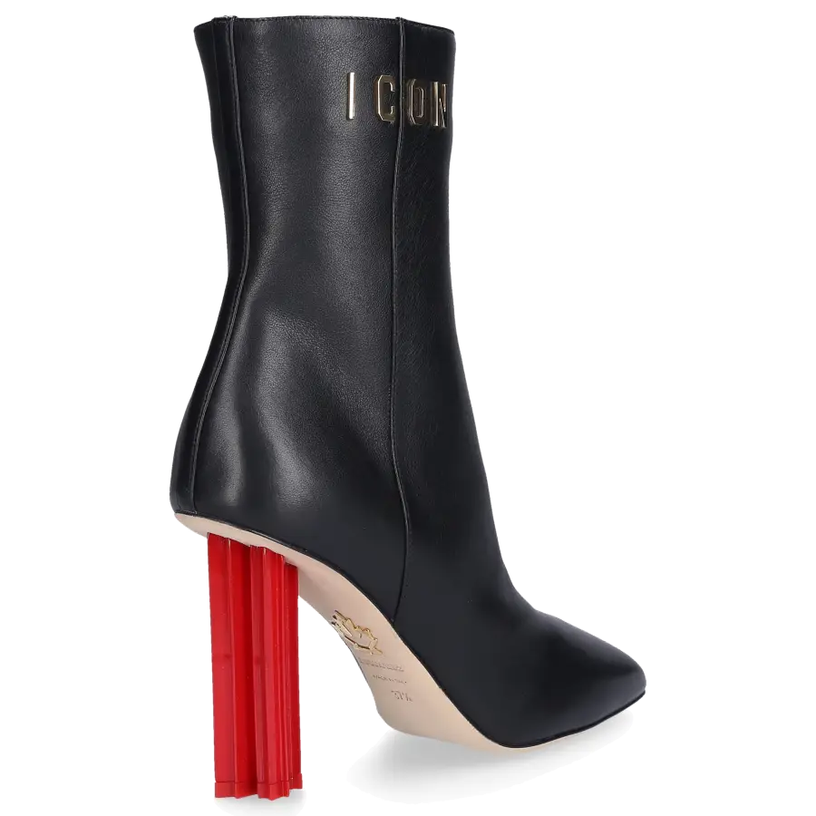 Dsquared2 - Stiefeletten CANADIANA Kalbsleder Logo Metallisch schwarz - schwarz