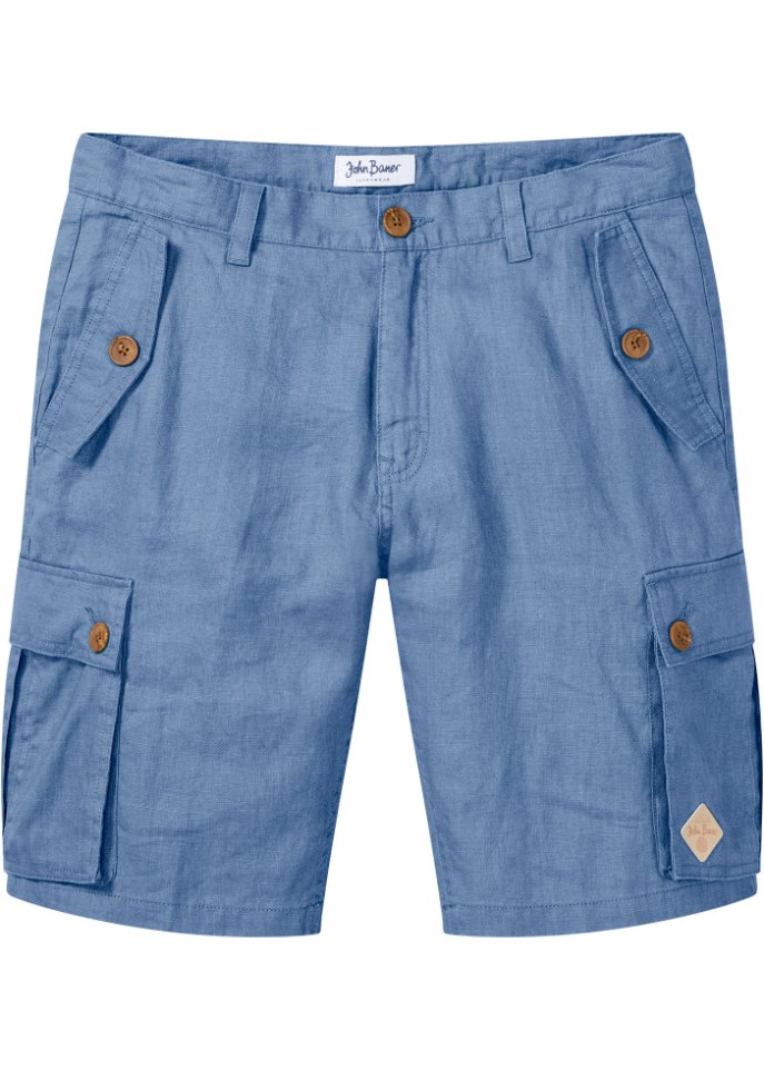 Cargo-Bermuda aus Leinen, Loose Fit