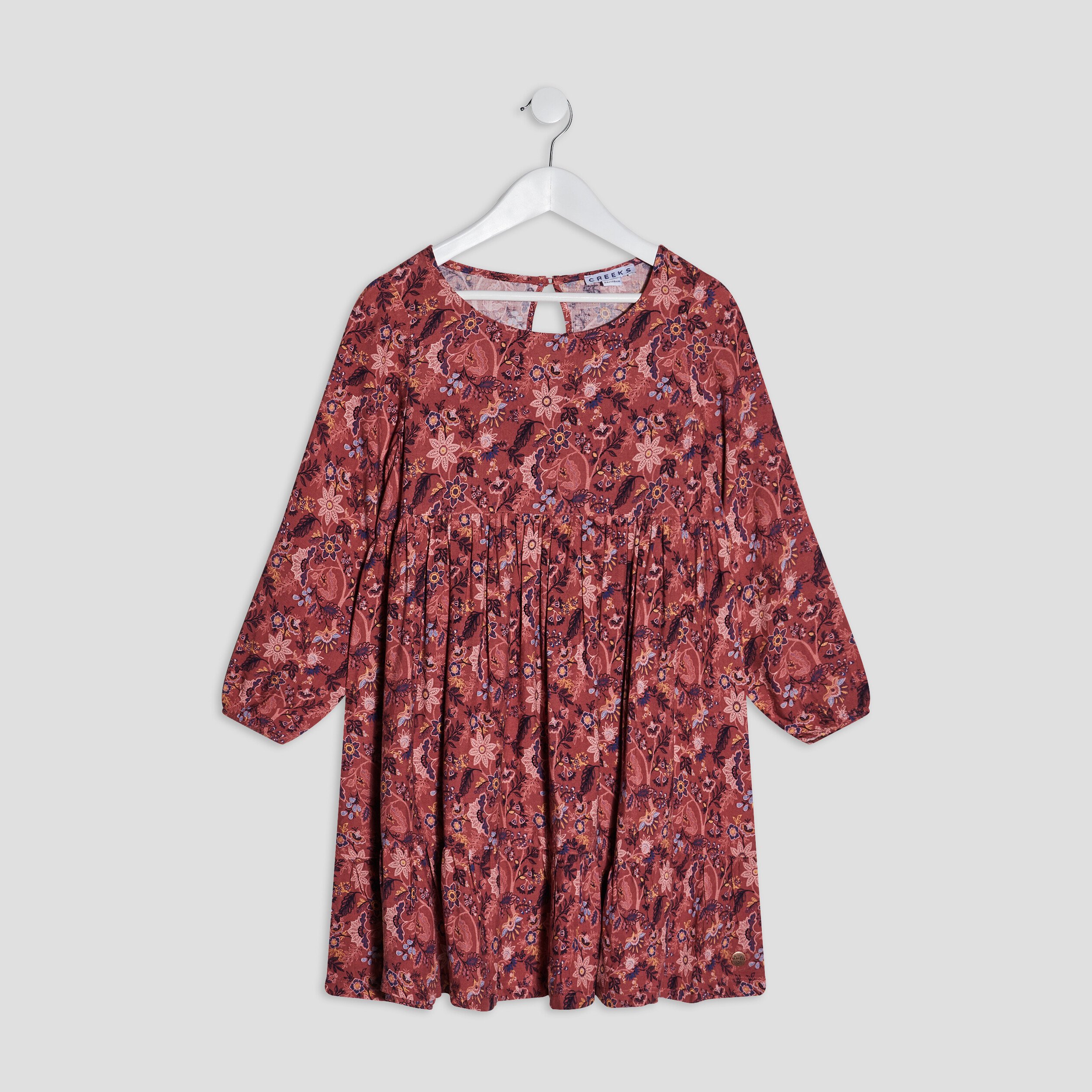 Robe évasée manches longues rose framboise fille | La Halle