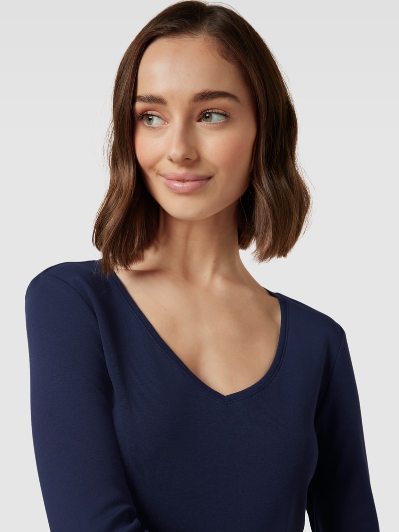Longsleeve mit V-Ausschnitt in dunkelblau