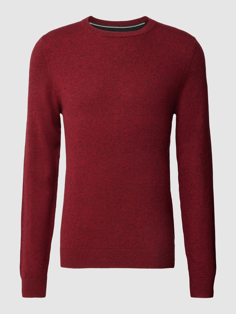 Strickpullover in melierter Optik in kirschrot meliert
