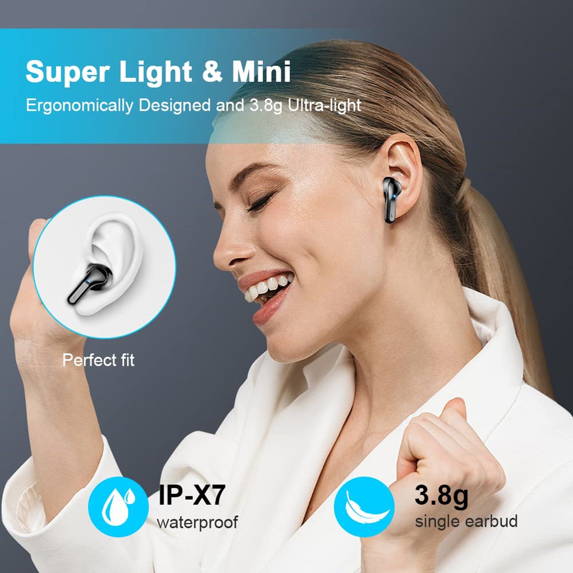 Tisoutec Bluetooth Kopfhörer,Kopfhörer Kabellos Bluetooth 5.3 In Ear Kopfhörer In-Ear-Kopfhörer (AMA derselbe Bestseller mit 4 ENC Mikrofon,2023 Neue Kabellose Kopfhörer Noise Cancelling Earbuds mit 40H Deep Bass,USB-C,IP7 Wasserdicht Ohrhörer, IPX7