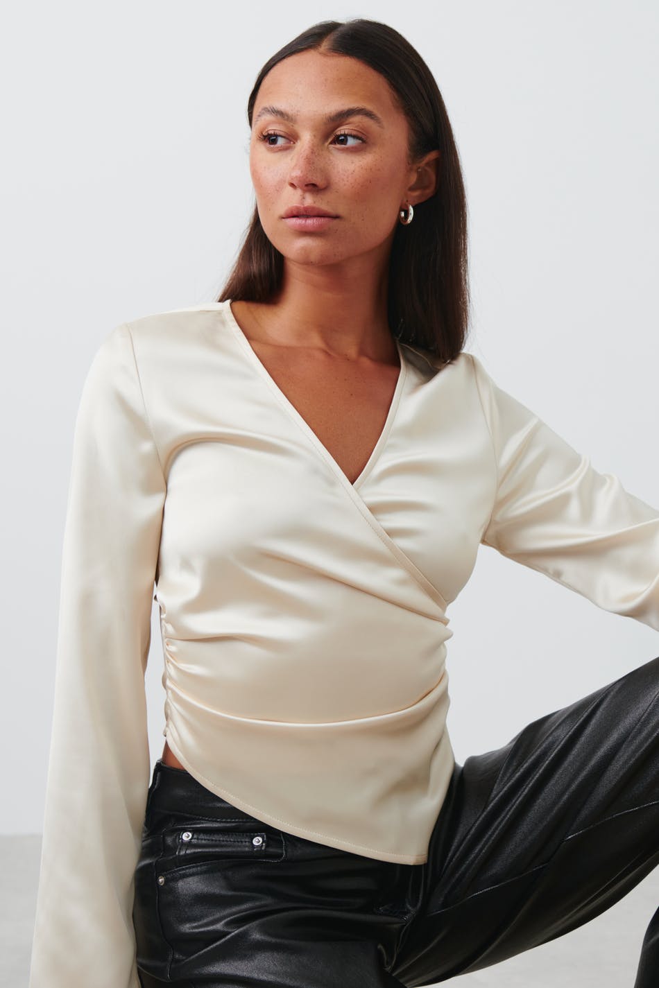 Wrap satin blouse
