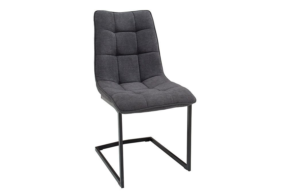riess-ambiente Freischwinger MIAMI dunkelgrau / schwarz (Einzelartikel, 1 St), Esszimmer · Webstoff · Metall · Industrial