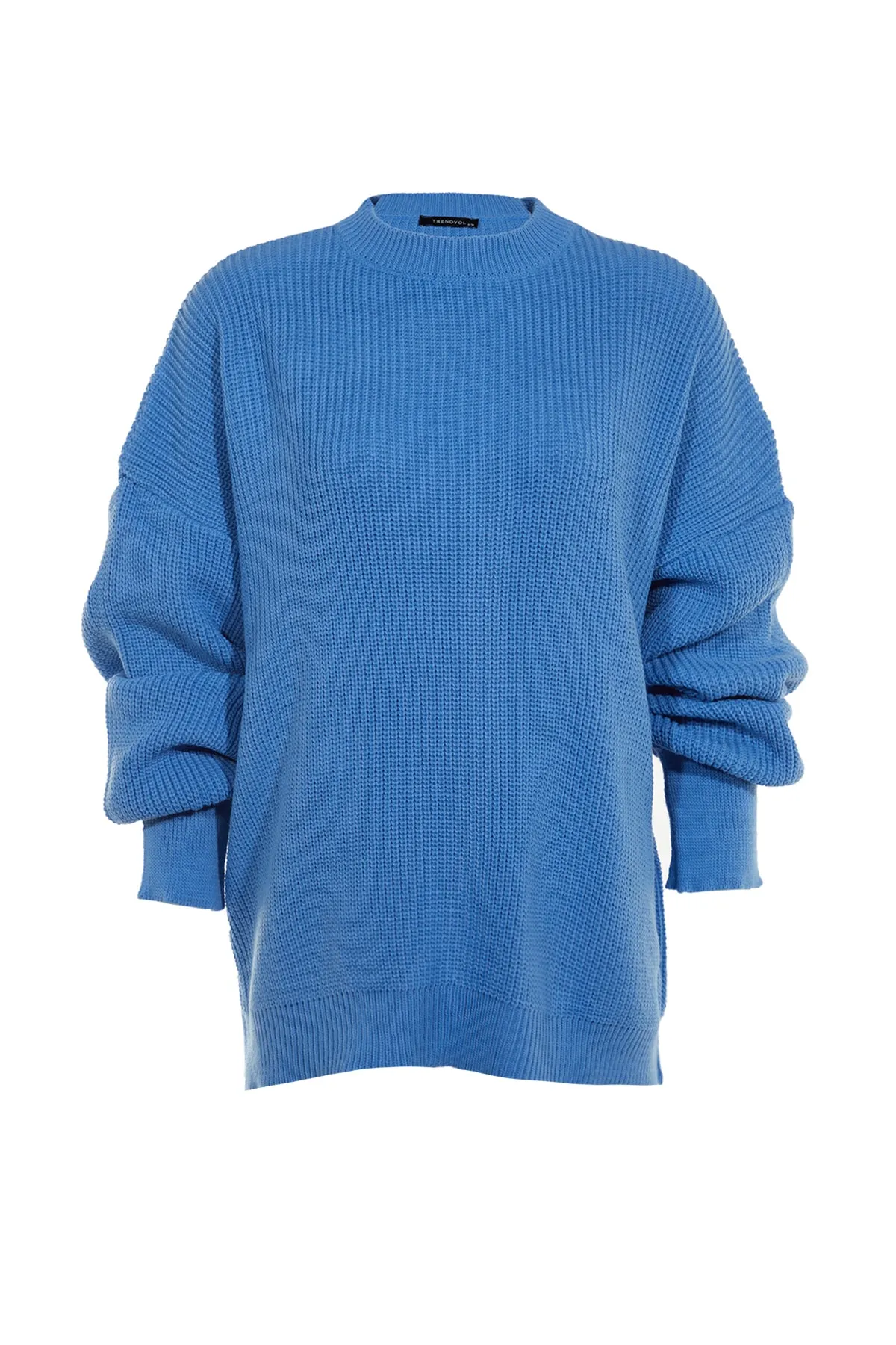 Trendyol Collection  Blauer Strickpullover mit Rundhalsausschnitt und weiter Passform TWOAW23KZ01448