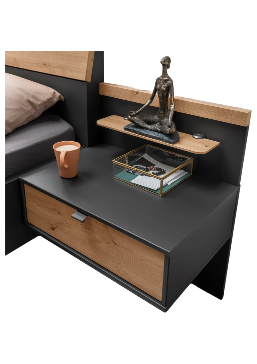 Nachtschrank Alabama Graphit Eiche 2er Set