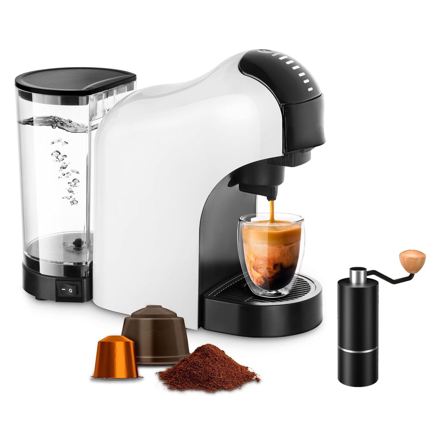 KREATE Kaffeemaschine mit Mahlwerk Kaffeemaschine mit Mahlwerk, Kaffeemühle, mit Digitaler Touch-Steuerung, 20 bar, Timer-Standby