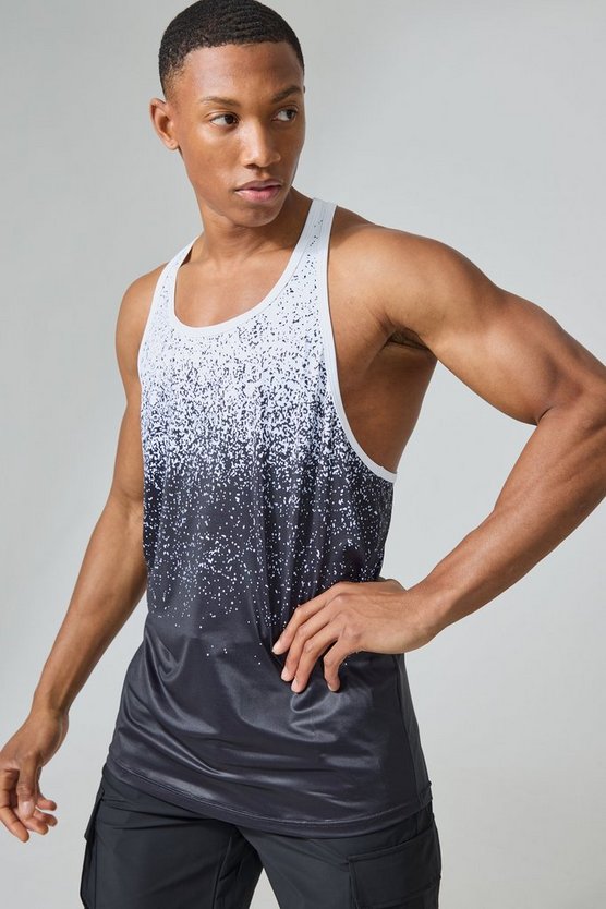 Man Active Gym schwarze Ombre Tanga-Trägershorts