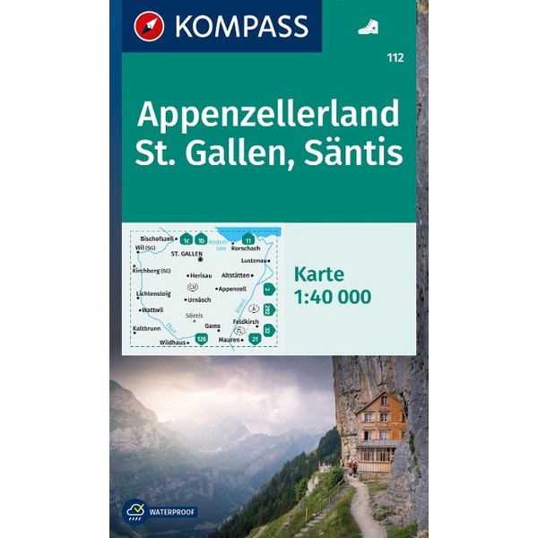 KOMPASS WANDERKARTE 112 APPENZELLERLAND, ST. GALLEN, SÄNTIS