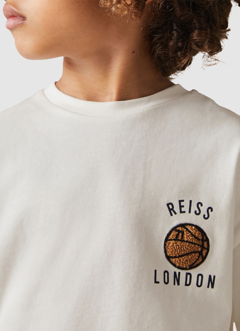 Tricou lejer Reiss Kirby cu logo și imprimeu pe spate.