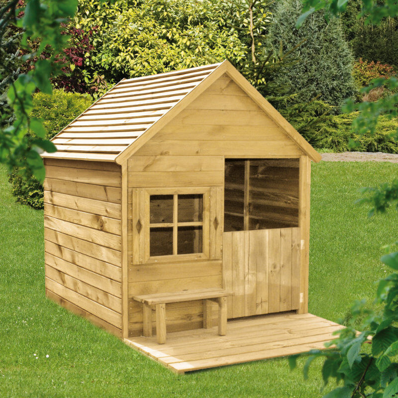TETZNER & JENTZSCH Holz Kinderspielhaus HEIDI inkl. Tür & Fenster, B117 x T164 x H159 cm