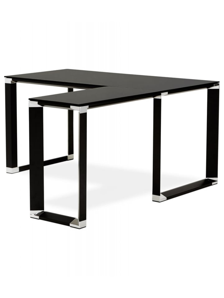KADIMA DESIGN Eckschreibtisch Schwarz Metall Glas | Modernes Design in Schwarz günstig kaufen