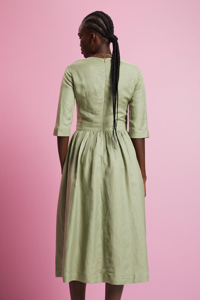 Gewebtes Midikleid aus Leinenmix mit Viskose