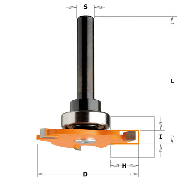 Fresa de disco CMT 923.350.11A de 5 mm con rodamiento + husillo sin tuerca de bloqueo