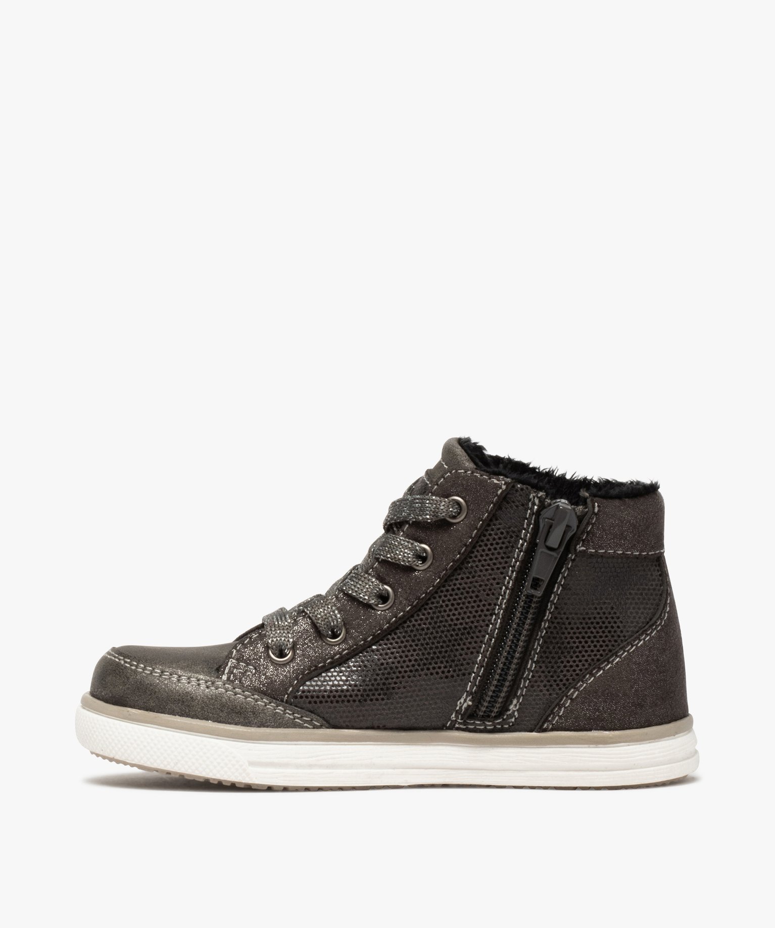 Baskets fille semi-montantes avec étoile pailletée gris | GEMO