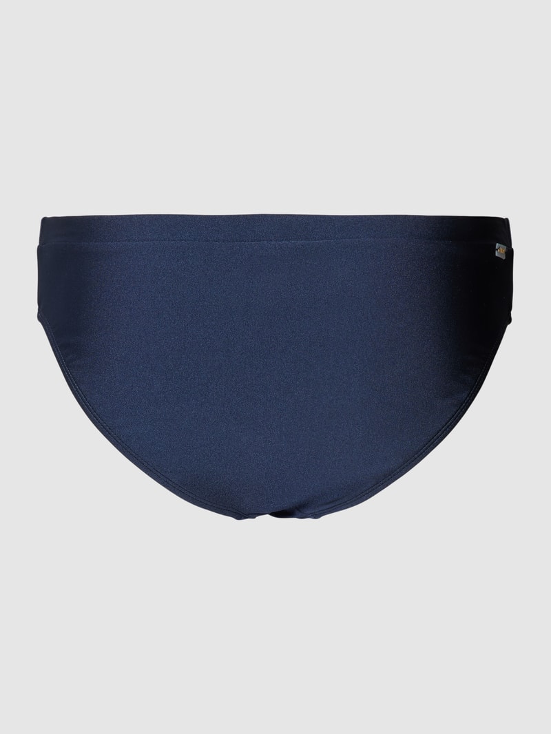 Bikini-Slip mit Label-Detail Modell 'Isla' in marineblau