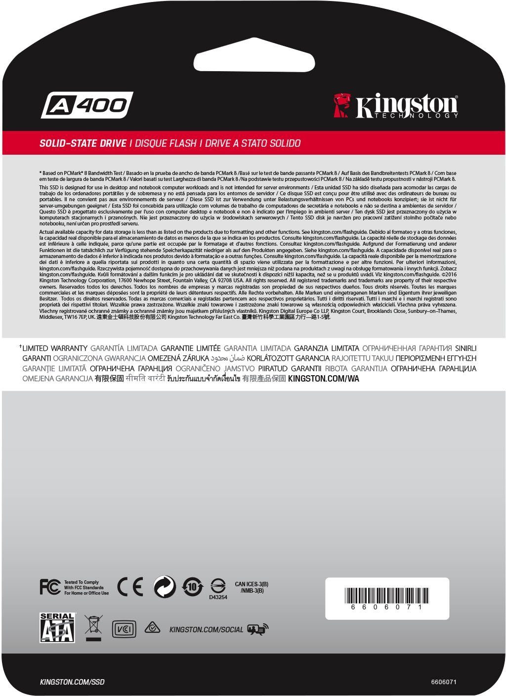 Kingston A400 interne SSD (480 GB) 2,5