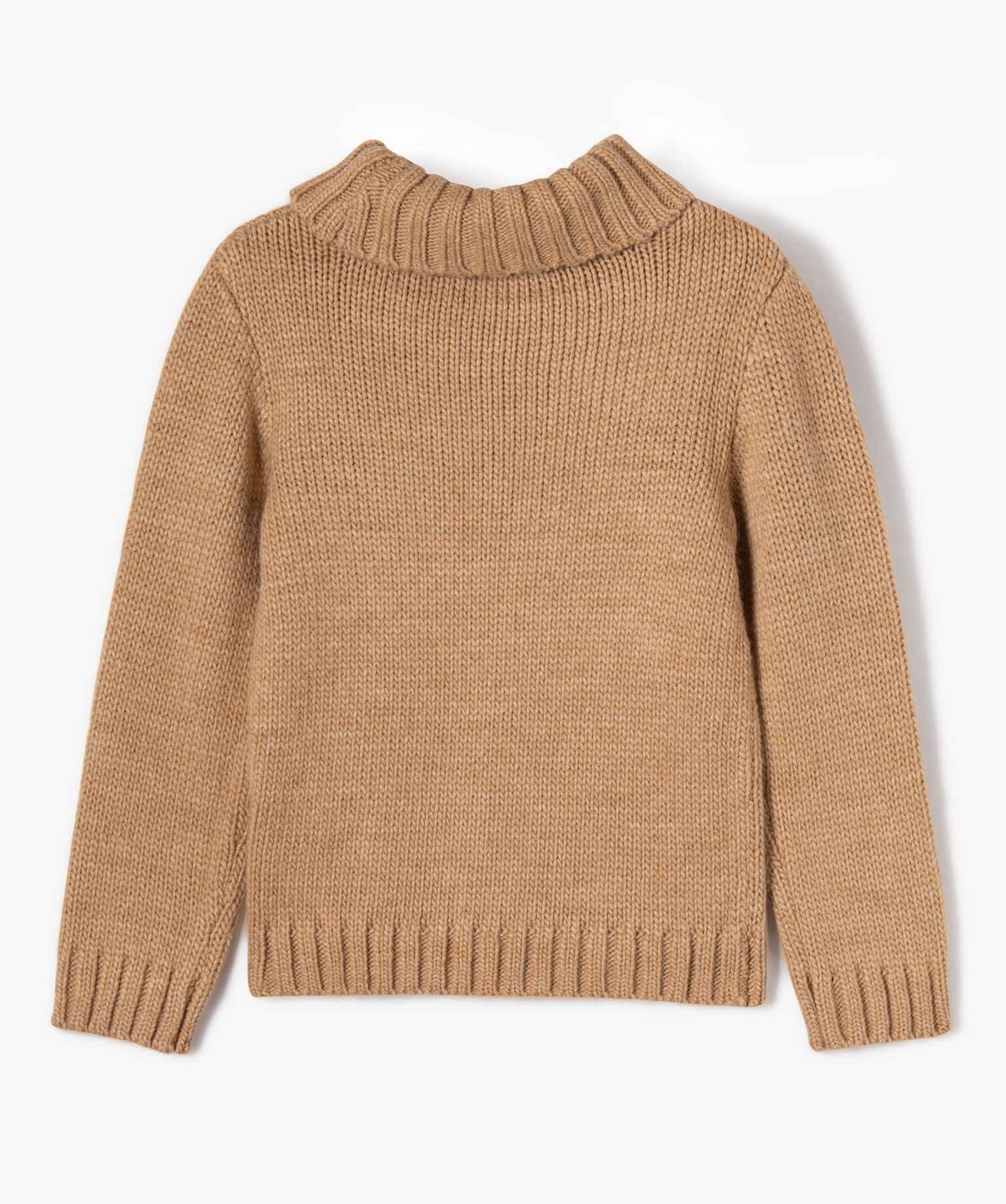 Pull à col roulé en grosse maille fille - LuluCastagnette beige | GEMO