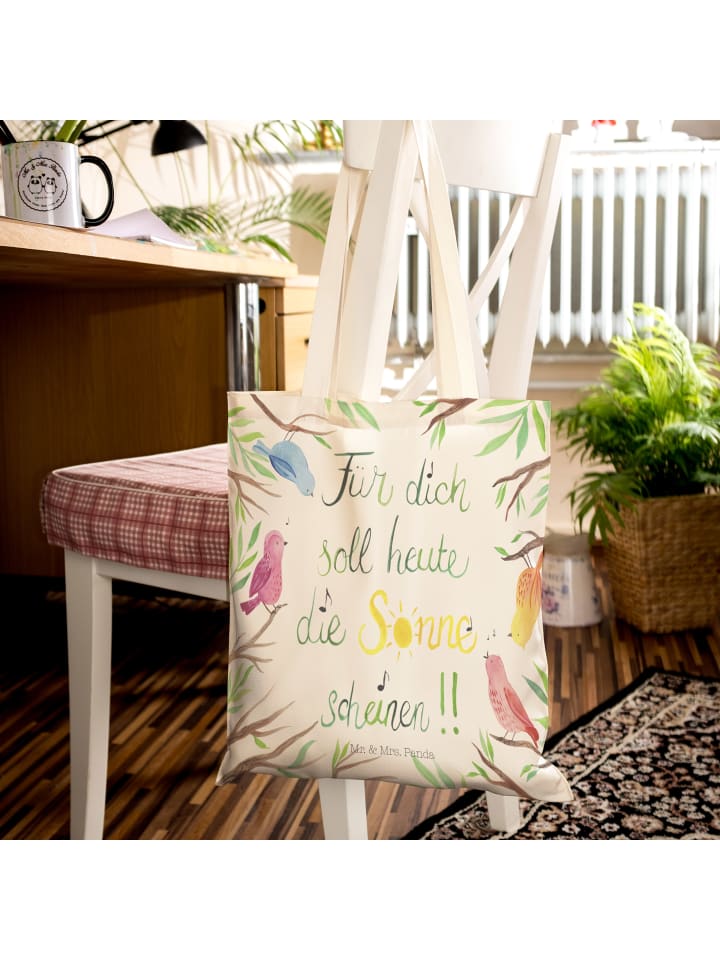 Mr. & Mrs. Panda Einkaufstasche Vögel Sonne mit Spruch in Bunt günstig kaufen onesize