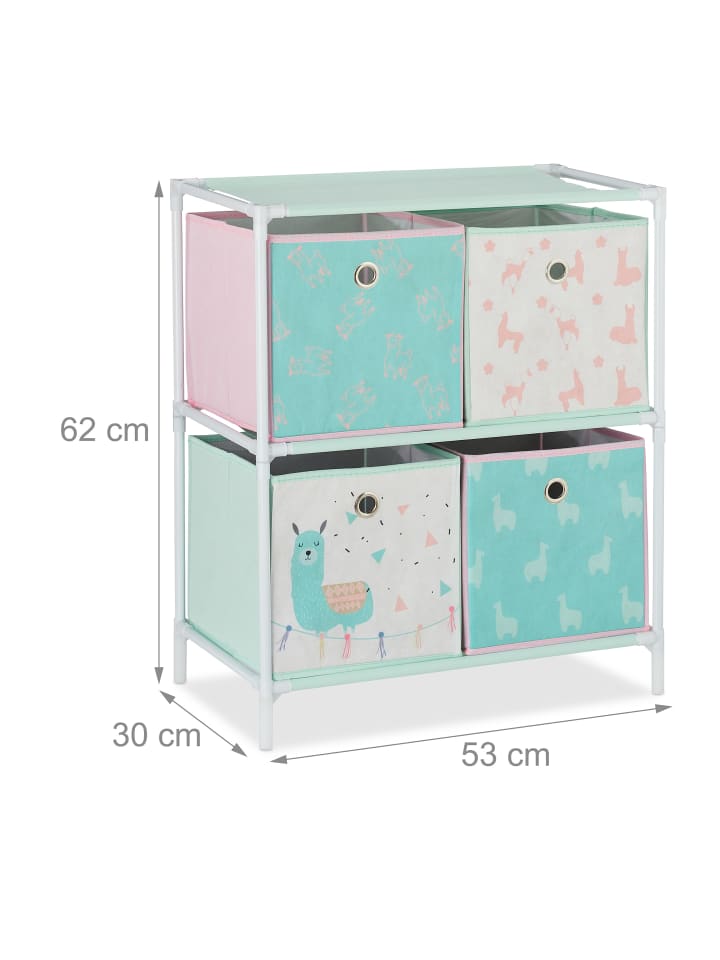 relaxdays Kinderregal Lama in Bunt - (B)53 x (H)62 x (T)30 cm günstig kaufen onesize