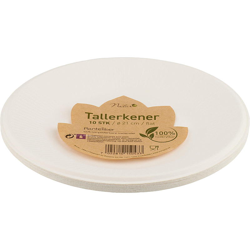 Natur Engangstallerken 10-pk 21 cm
