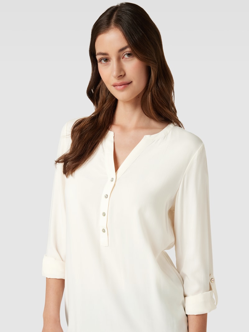 Longbluse aus reiner Viskose mit kurzer Knopfleiste Modell 'Uni' in offwhite