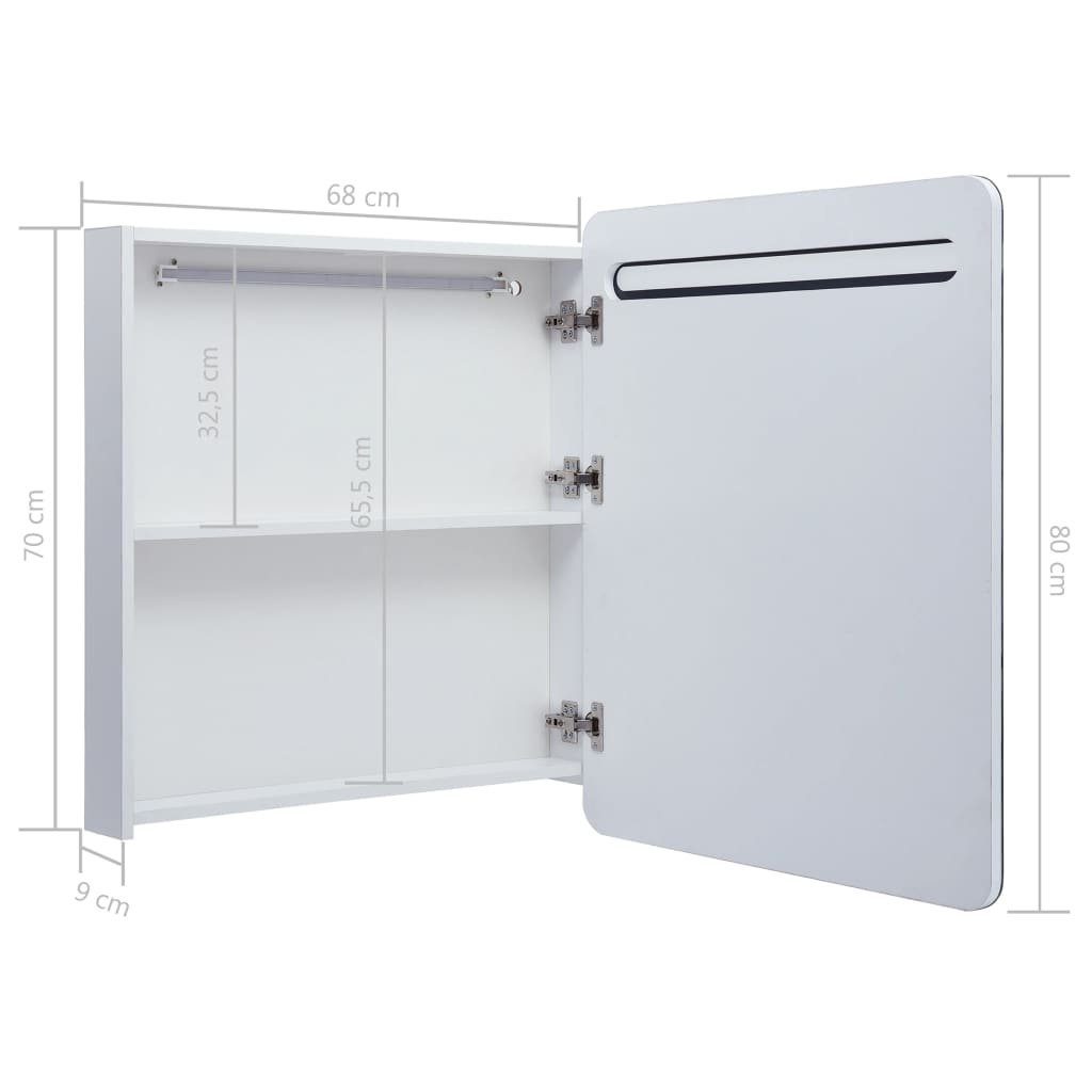 vidaXL Badezimmerspiegelschrank LED-Spiegelschrank 68x9x80 cm