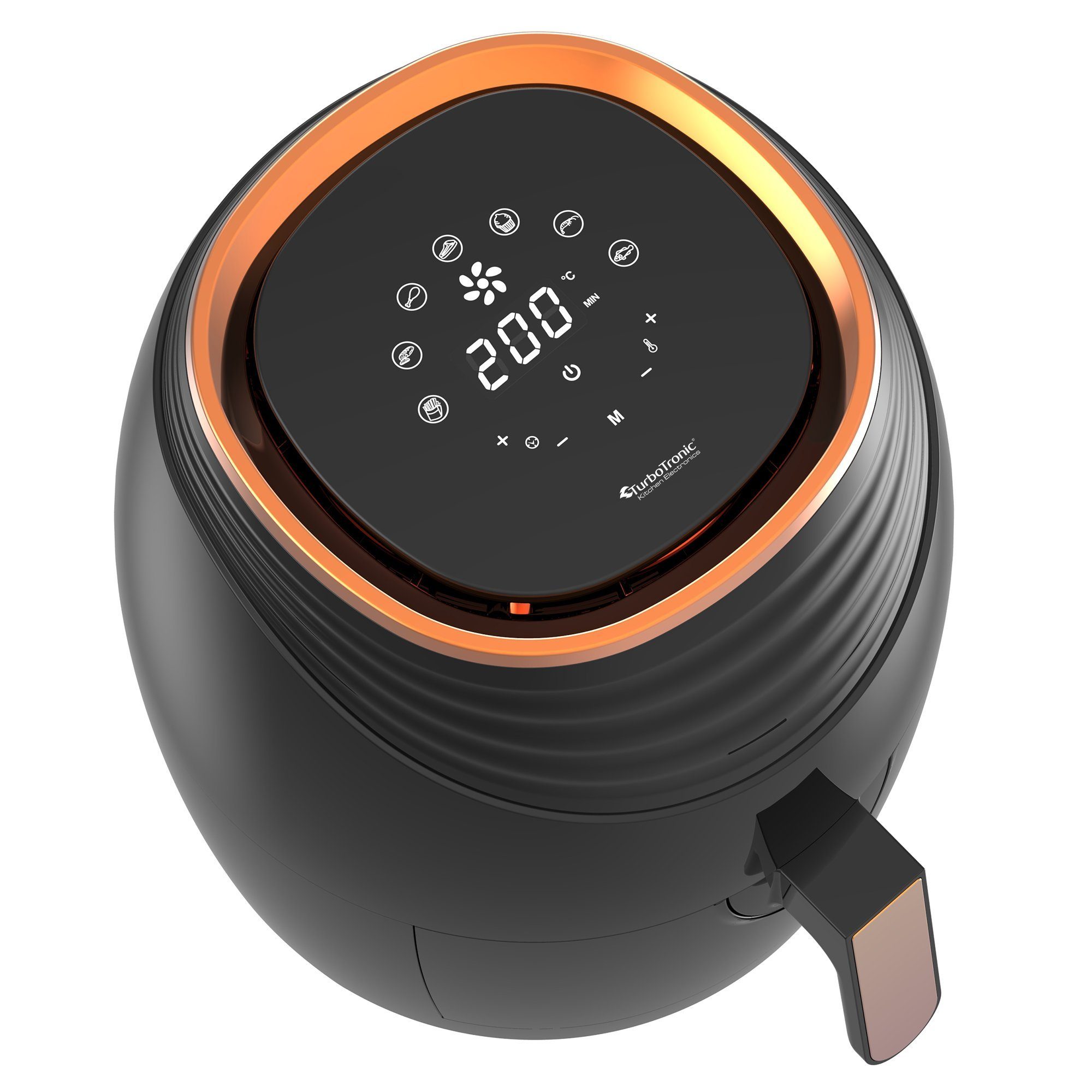 TurboTronic by Z-Line Heißluftfritteuse 3,5 Liter, 7 Programme, Fritteuse Fettfrei ohne Öl, 50°C 200°C Power, 1200 W, Camping Retro digital Airfryer AF11D