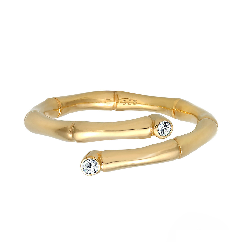 Elli Elli Bague Bambou Nature Bague Femme - (925/1000) Argent Plaqué Or Bague