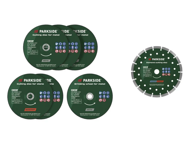 Disco de corte PARKSIDE® Zestaw, disco de rebarbação, disco de corte diamantado, Ø 230 mm