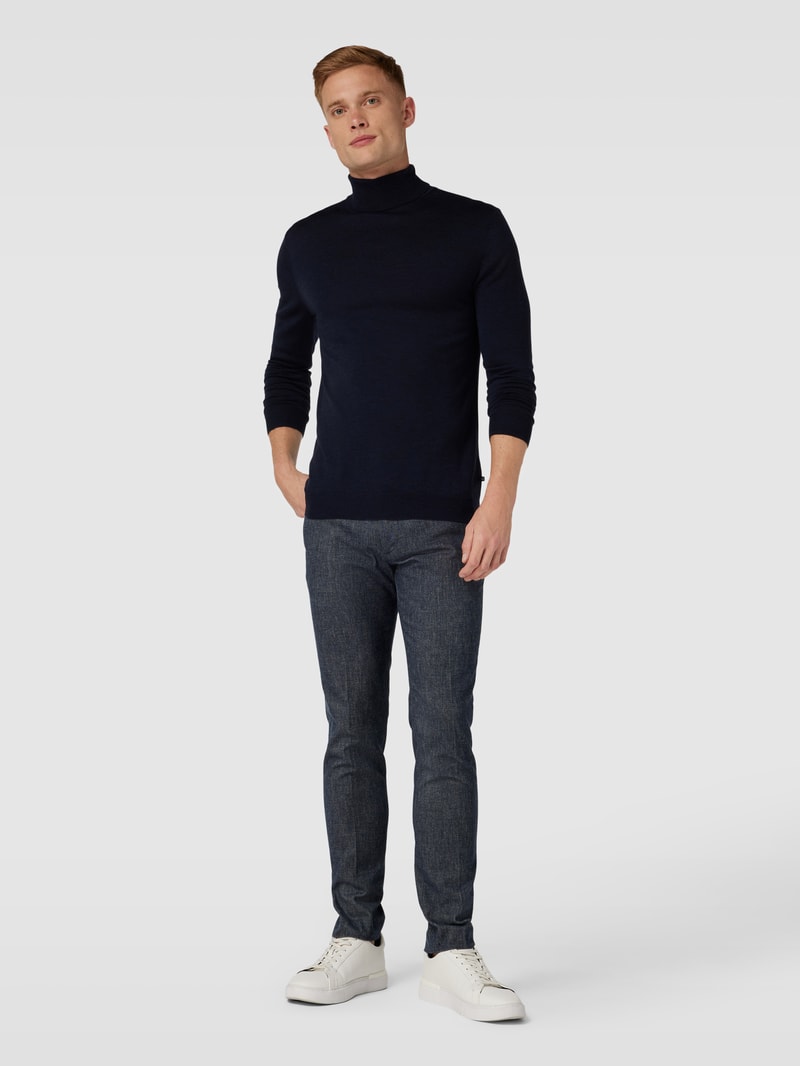 Chino mit Strukturmuster Modell 'Bleeker' in marineblau