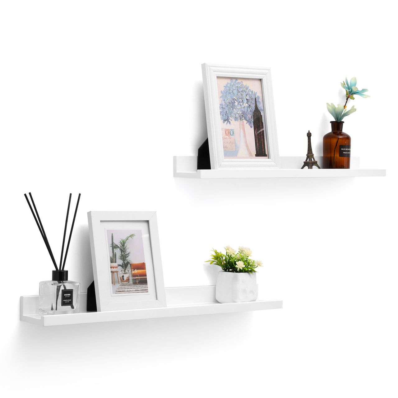 Vasagle Wandregale, 2er Set, mit Hochglanzlackierung, 60 x 10 cm