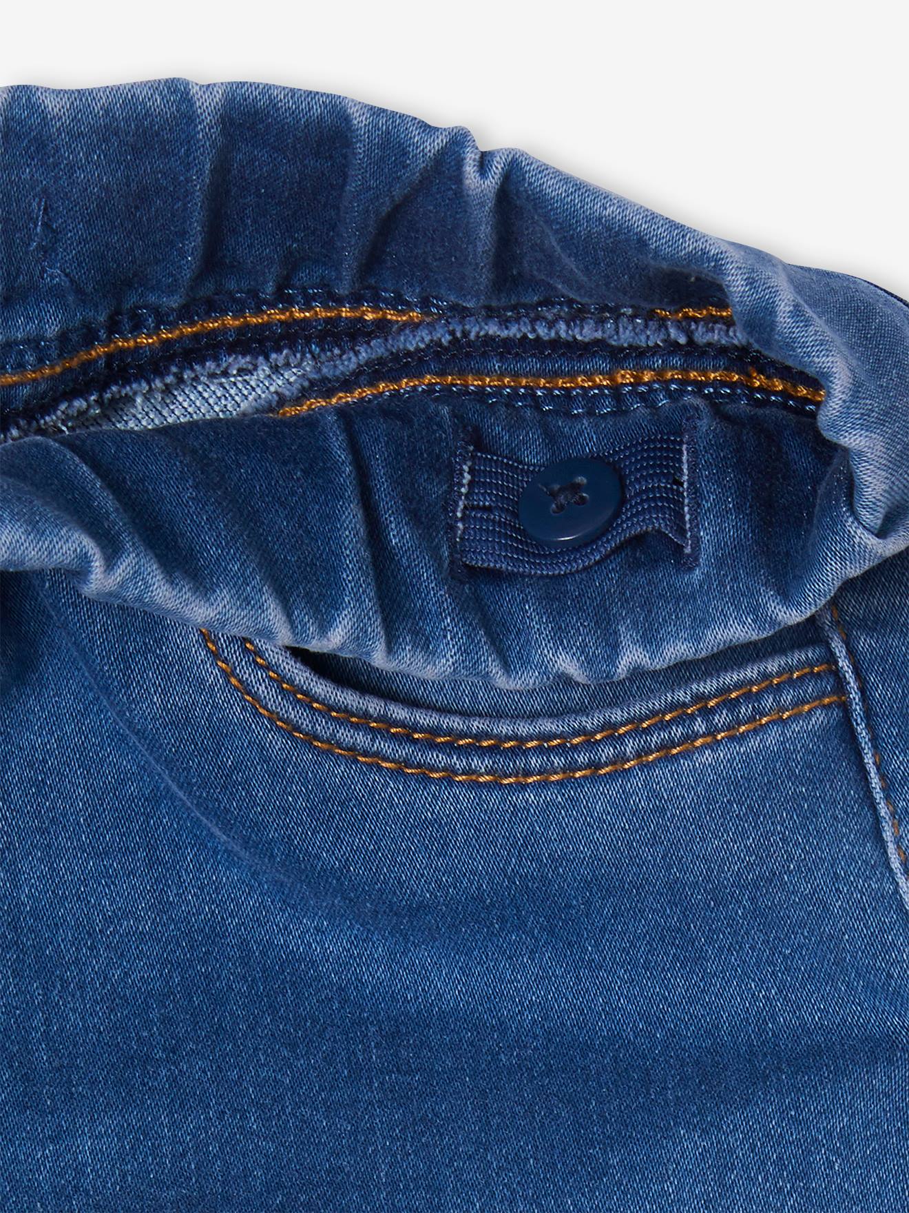 Tregging brodé en molleton effet denim fille denim gris