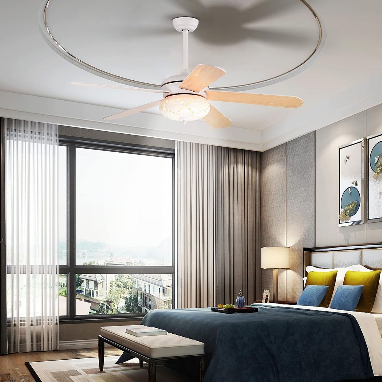 Costway Deckenventilator Mit Beleuchtung, 132cm Ceiling Fan Mit Fernbedienung