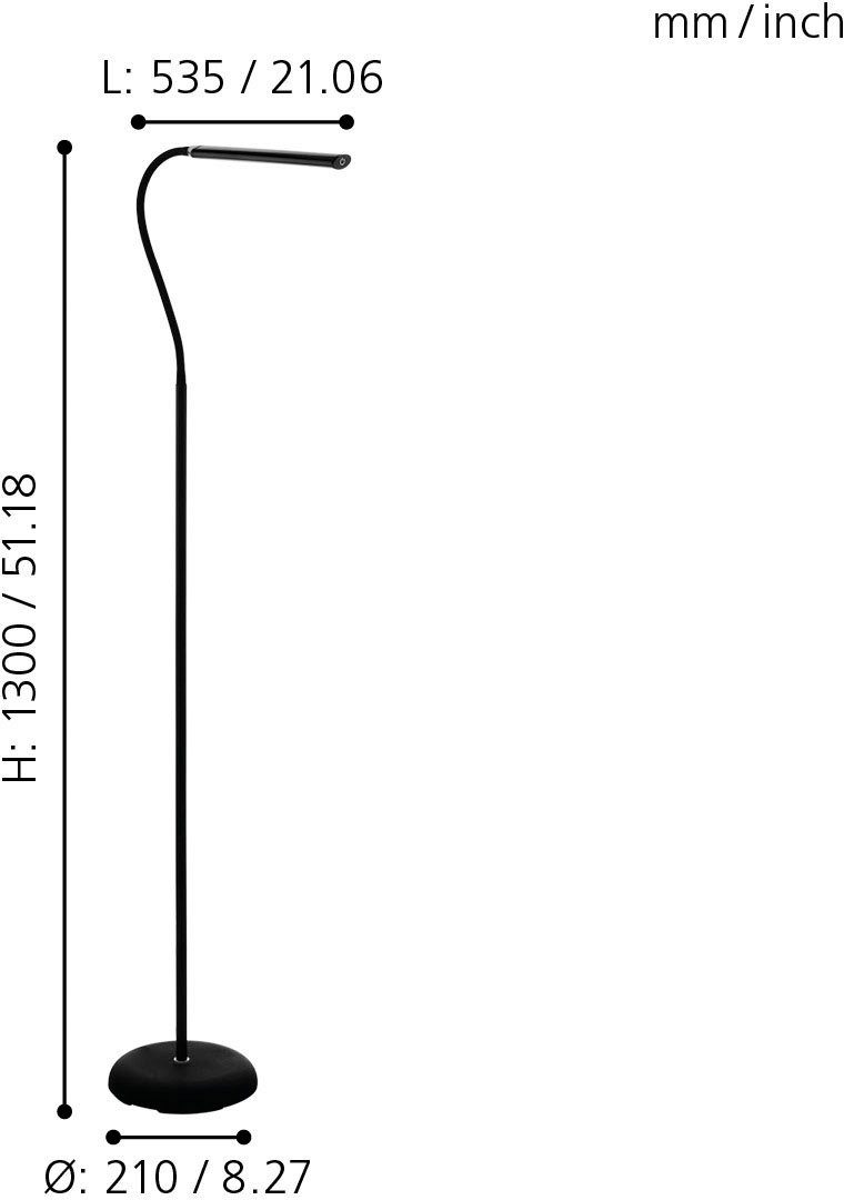 EGLO Stehlampe LAROA, Bluetooth, Dimmfunktion, Farbwechsel, Smart Home, LED fest integriert, Neutralweiß, Standlampe, Touch, dimmbar, Stehleuchte, Standleuchte, LED Bürolampe