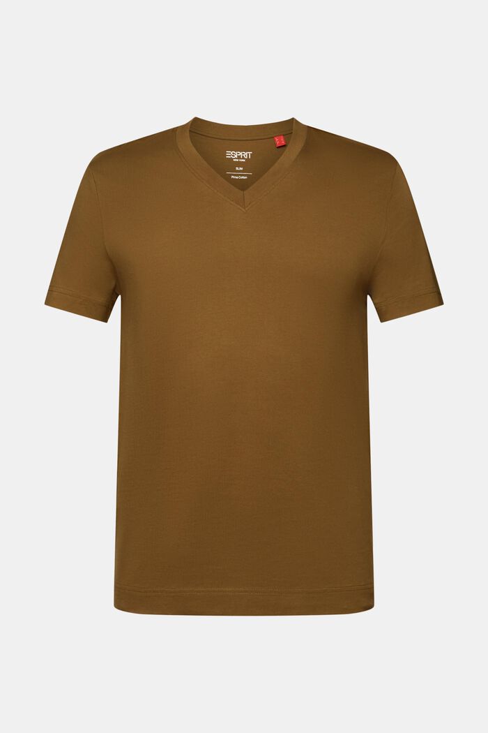 Jersey-T-Shirt mit V-Ausschnitt, 100 % Baumwolle