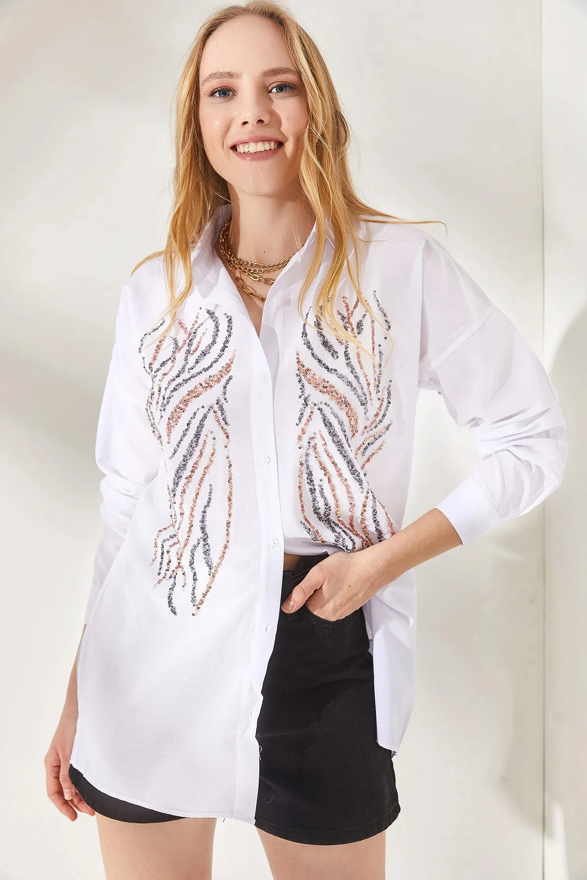 Olalook  Hemd - Weiß - Oversized