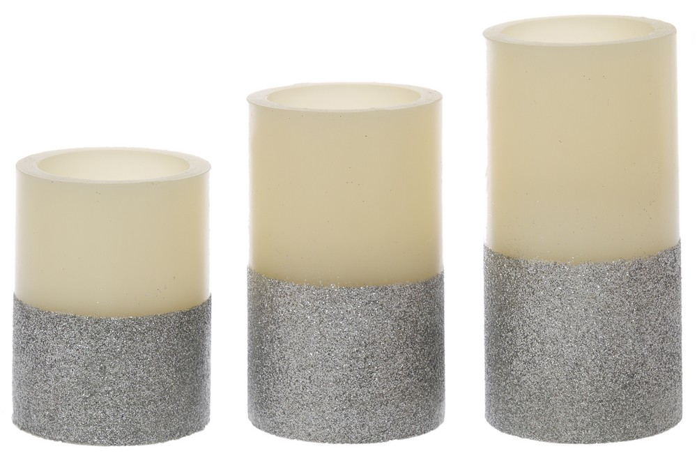 MyFlair My Flair 3er-Set LED Kerzen, natur/silber