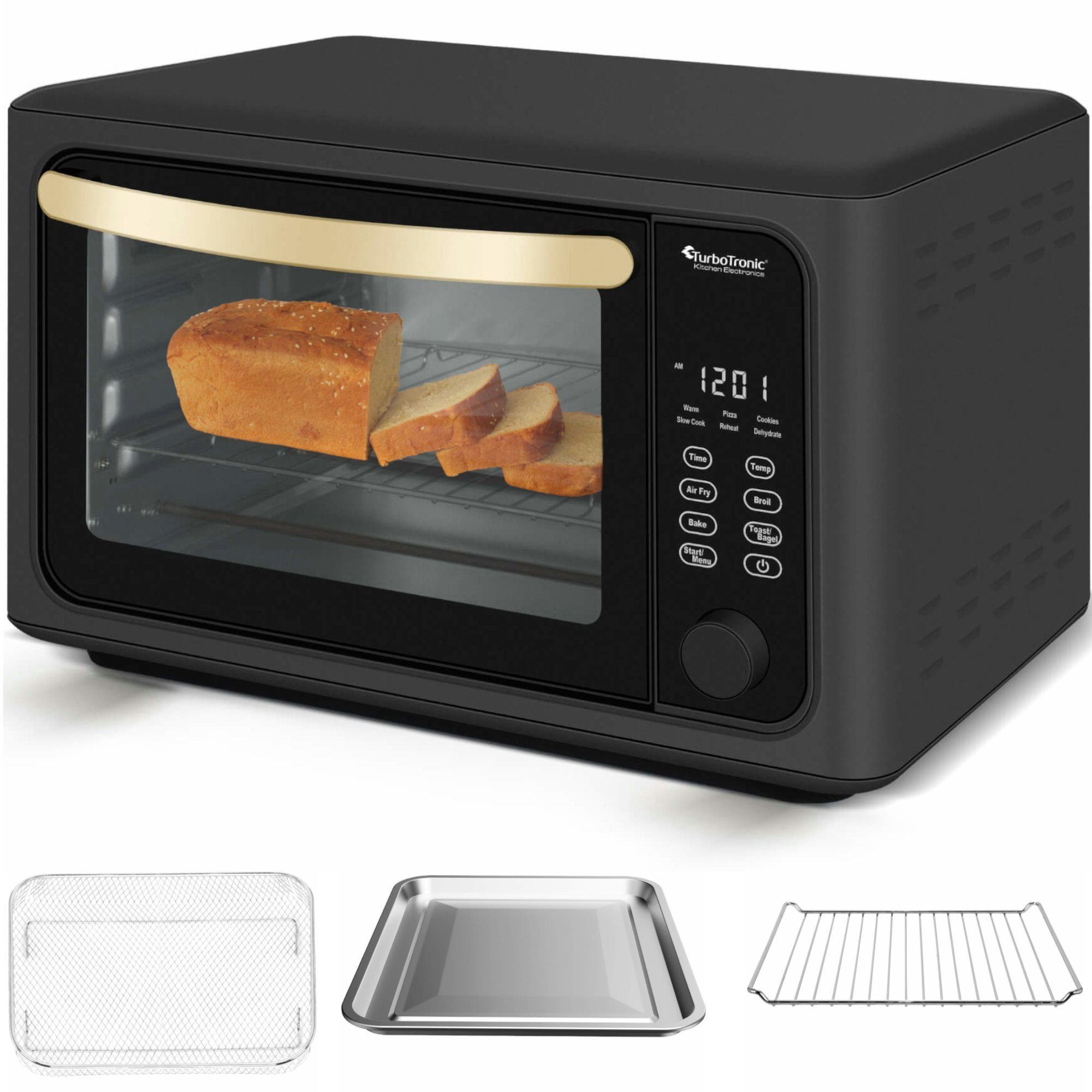 TurboTronic by Z-Line Minibackofen Digitaler XXL Power Airfryer, 24 Liter, Dörrgerät ab 25°C, mit Pommes Korb, Heissluftofen, Konvektionsofen