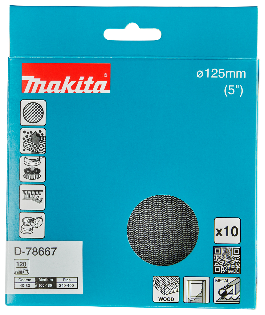 Príslušenstvo Makita D-78667 Brúsny kotúč s mriežkou 125 mm A120 suchý zips