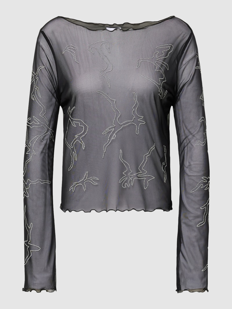 Longsleeve in transparentem Design Modell 'VIOLET' in schwarz