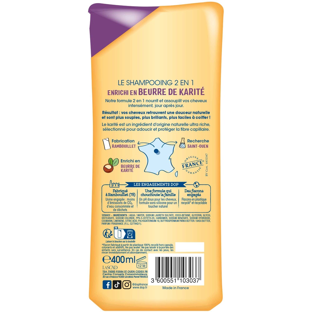 DOP Classique Shampooing Très Doux 2-en-1 au Karité