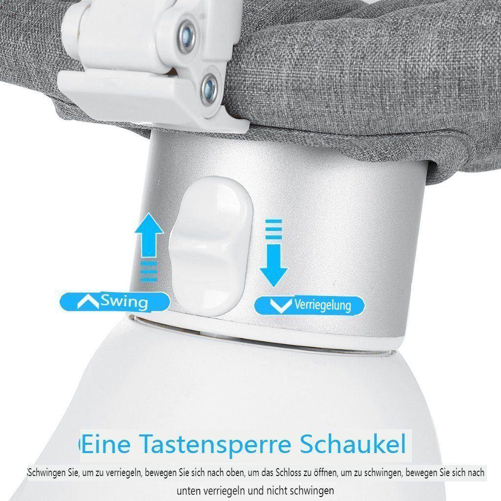 MAEREX Babyschaukel elektrische Babywippe mit abnehmbarem Esstisch, bluetooth Musik, Fernbedienung max. 9kg