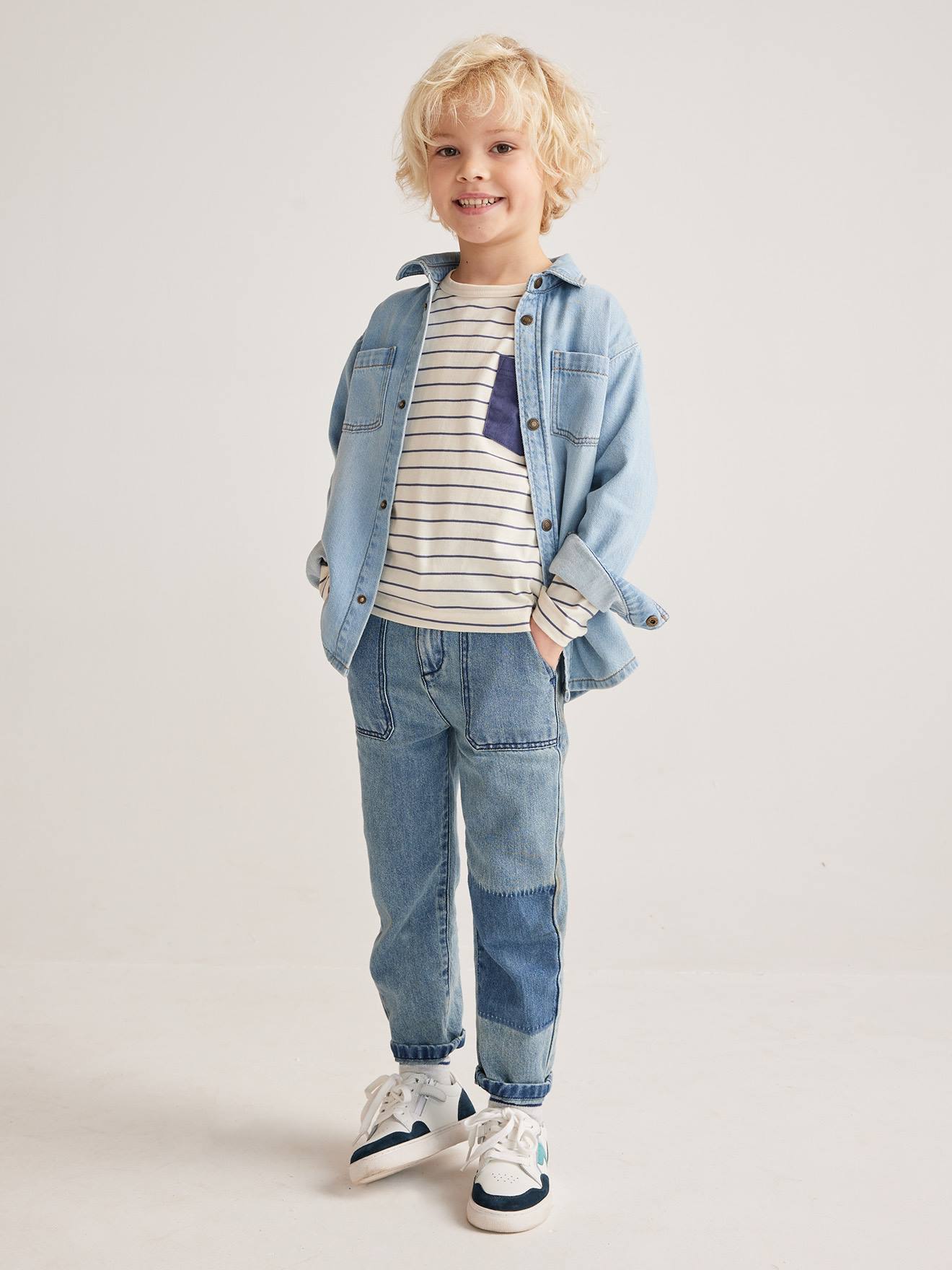 Vertbaudet Jungen Jeanshemd, personalisierbar - schwarz denim