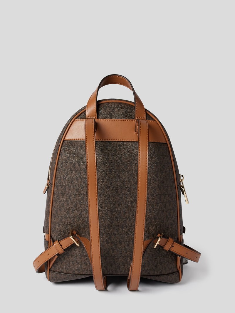 Rucksack aus Leder mit Logo-Muster in camel