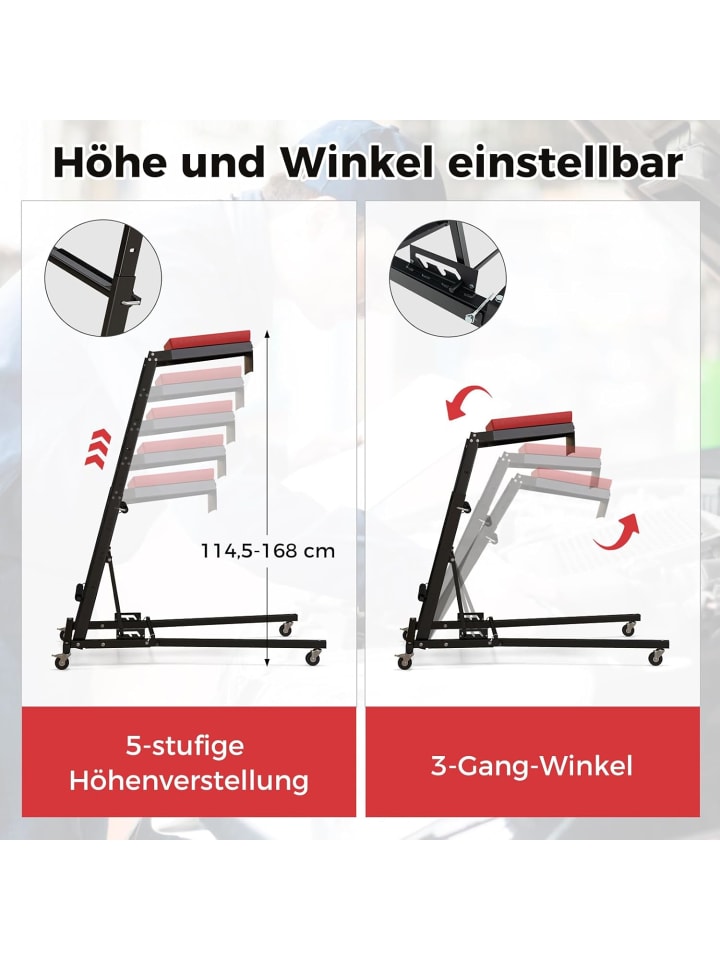 COSTWAY Werkstatthocker mit Leiter Höhenverstellbar in Schwarz günstig kaufen onesize