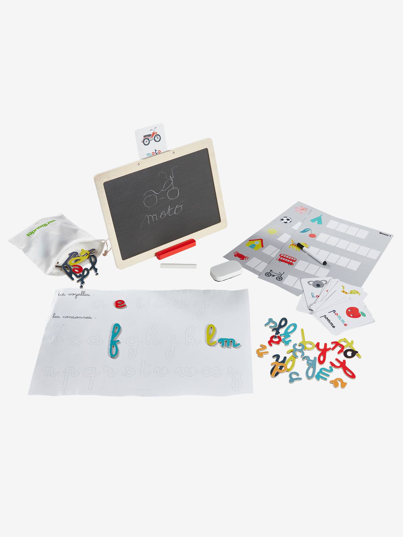 Coffret d'apprentissage des lettres et des mots multicolore