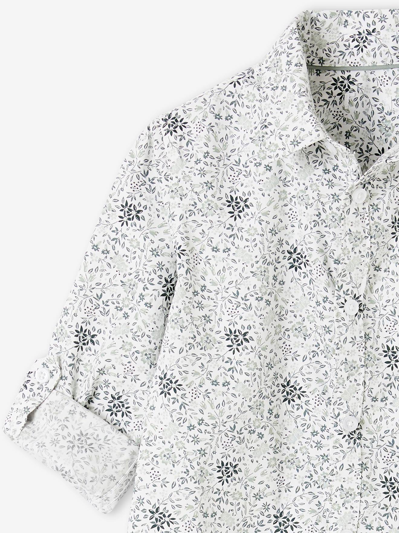 Vertbaudet Jungen Hemd mit Fliege, Blumenmuster Oeko-Tex - grün bedruckt